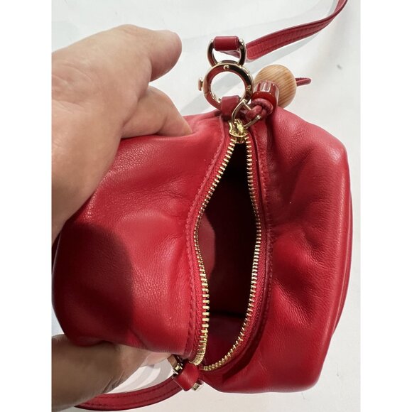 Loro Piana Puffy Pouch Clutch Crossbody Round Bag in Red - Picture 9 of 10